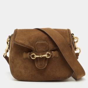 مملوكة مسبقًا Gucci Brown Suede Horsebit Shoulder Bag