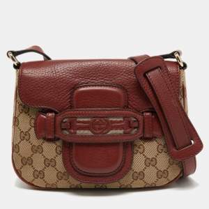Gucci Beige/Brown GG Canvas and Leather Horsebit Shoulder Bag