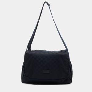 Gucci Blue GG Nylon Messenger Diaper Bag