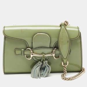 Gucci Light Green Patent Leather Emily Shoulder Bag