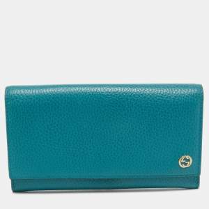 Gucci Blue Leather Flap Continental Wallet