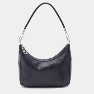 Pre Owned Gucci Black Leather Rope Handle Hobo