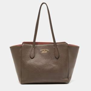 Gucci Brown Leather Small Swing Tote