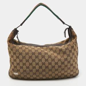 Pre Owned Gucci Beige/Ebony GG Canvas Web Pop Hobo