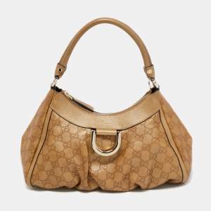 Pre Owned Gucci Beige Leather Abbey D-Ring Shoulder Bag
