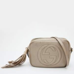 Pre Owned Gucci Metallic Gold Leather Small Soho Disco Crossbody Bag