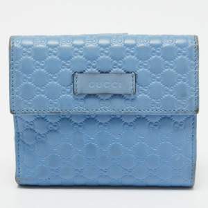 Gucci Blue Microguccissima Leather Compact Wallet