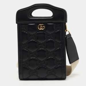 Gucci Black Guccissima Leather Mini Cut Out Handle Crossbody Bag