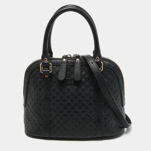 مملوكة مسبقًا Gucci Black Microguccissima Leather Mini Dome Bag