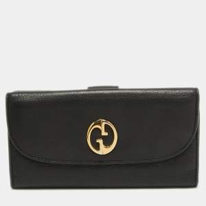 Gucci Black Leather 1973 Flap Continental Wallet