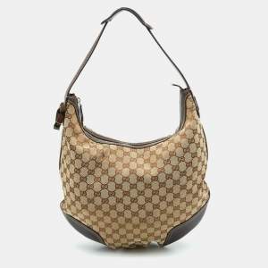 Gucci Beige/Brown GG Canvas and Leather Princy Hobo