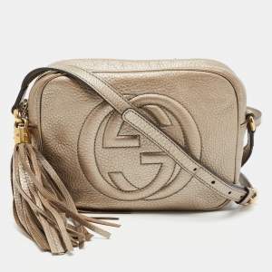Pre Owned Gucci Metallic Leather Small Soho Disco Crossbody Bag
