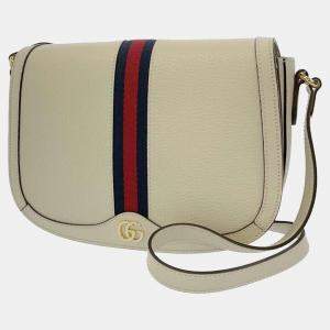 Gucci White Leather Small Ophidia Shoulder Bag