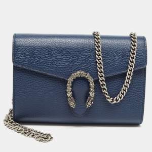 Gucci Navy Blue Leather Mini Dionysus Chain Bag
