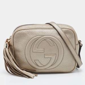 Pre Owned Gucci Gold Leather Small Soho Disco Crossbody Bag
