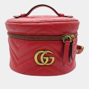 Gucci Red Leather Round GG Marmont Mini Backpack