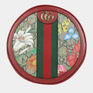 Pre Owned Gucci Red GG Supreme Canvas and Leather Floral Ophidia Backpack