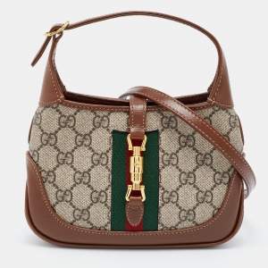 Gucci Beige/Tan GG Supreme Canvas and Leather Mini 1961 Jackie Shoulder Bag