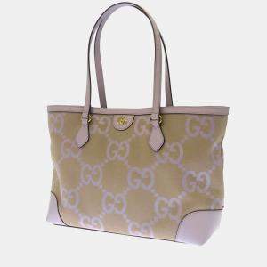 Pre Owned Gucci Beige/Pink Jumbo GG Canvas and Leather Tote Bag