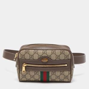 Gucci Brown/Beige GG Supreme Canvas and Leather Ophidia Belt Bag