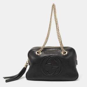 Gucci Black Leather Medium Soho Chain Shoulder Bag