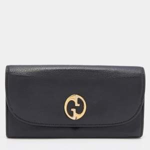 Gucci Black Leather 1973 Flap Continental Wallet