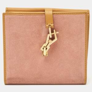 Gucci Pink/Tan Suede and Leather Jackie French Wallet