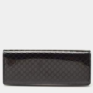 Gucci Black Microguccissima Patent Leather Small Broadway Clutch