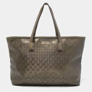 Pre Owned Gucci Bronze GG Coated Canvas Imprime Tote