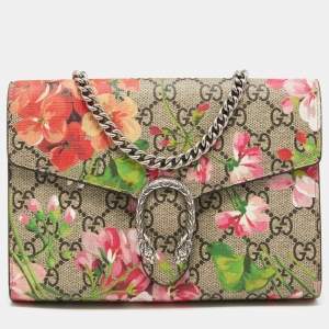 Gucci Multicolor GG Supreme Canvas and Leather Blooms Dionysus Wallet On Chain