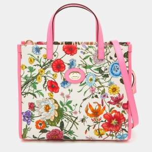 مملوكة مسبقًا Gucci Multicolor Flora Canvas and Leather Medium Tote