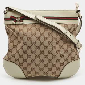 Pre Owned Gucci Beige/Brown GG Canvas and Leather Mayfair Bow Crossbody Bag