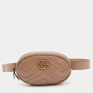 Gucci Beige Matelasse Leather GG Marmont Belt Bag