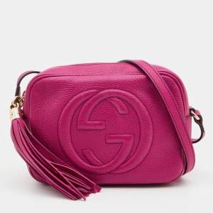 Gucci Fuchsia Leather Small Soho Disco Crossbody Bag