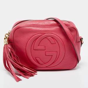 Pre Owned Gucci Fuchsia Leather Small Soho Disco Shoulder Bag