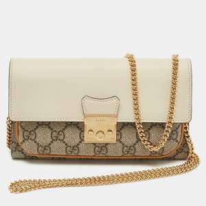 Gucci Tricolor GG Supreme Canvas and Leather Continental Wallet on Chain