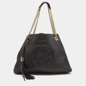 Gucci Black Leather Medium Chain Soho Shoulder Bag