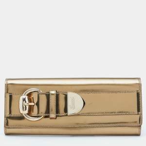 Gucci Gold Patent Leather Romy Clutch