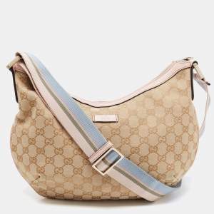 Gucci Beige/Pink GG Canvas and Leather Medium Messenger Bag