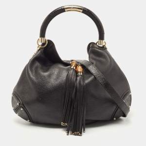 Gucci Dark Brown Leather Large Babouska Indy Hobo
