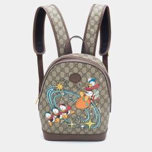 Gucci x Disney Beige GG Supreme Canvas and Leather Donald Duck Backpack