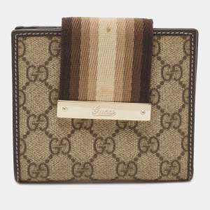 Gucci Ebony/Beige GG Supreme Canvas Ladies Web Wallet