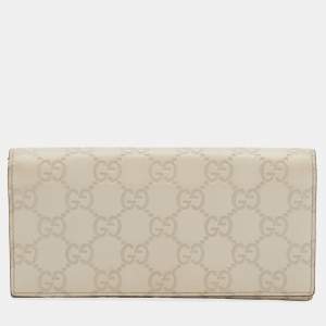 Gucci Cream Guccissima Leather Flap Continental Wallet
