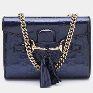 Gucci Purple Guccissima Patent Leather Mini Emily Chain Shoulder Bag