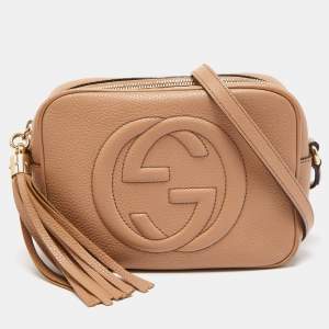 Pre Owned Gucci Beige Leather Small Soho Disco Crossbody Bag