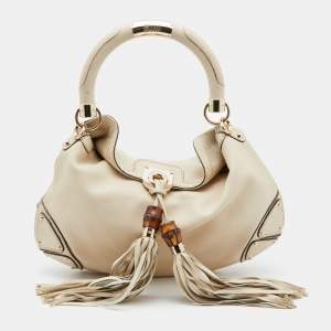 Pre Owned Gucci Cream Leather Medium Babouska Indy Hobo