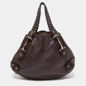 Pre Owned Gucci Dark Brown Guccissima Leather Pelham Shoulder Bag