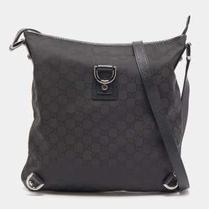 Pre Owned Gucci Black GG Canvas and Leather Abbey Messenger Bag