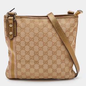 Gucci Beige/Gold GG Canvas Jolicoeur Charms Messenger Bag