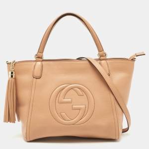 Pre Owned Gucci Beige Leather Small Soho Top Handle Bag